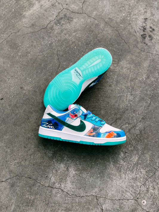 Nike Sb Dunk Low X Futura Laboratories White And Geode Teal