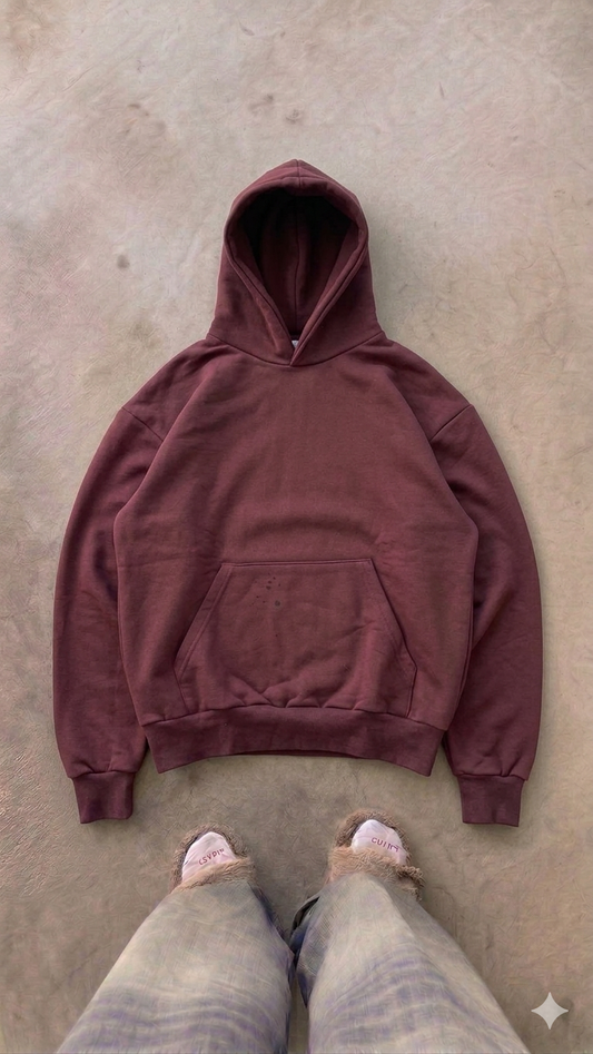 Essentials Red Wine Oversized Hoodie