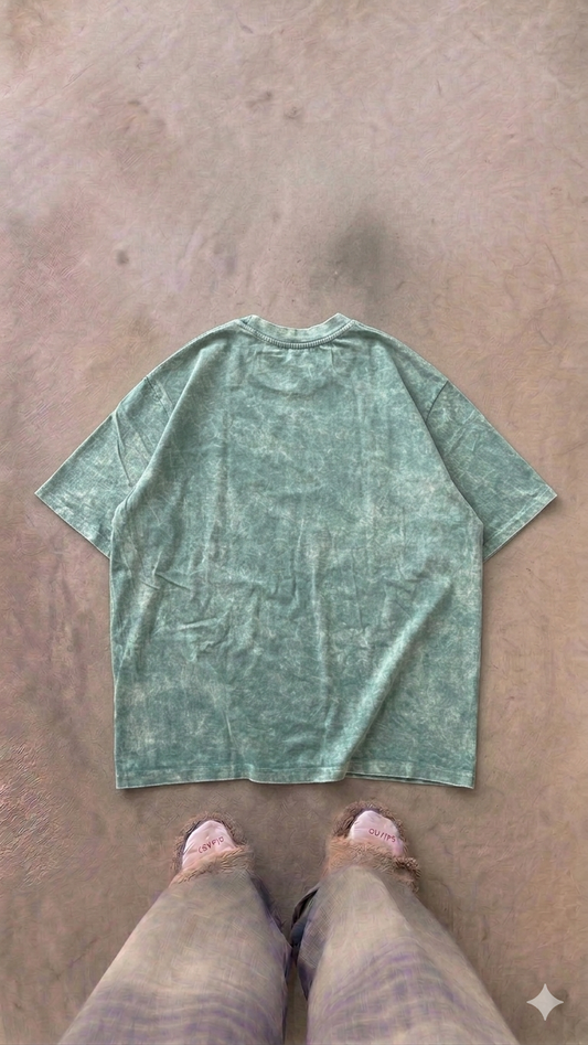 Essentials Green Oversized Acid Wash Tee