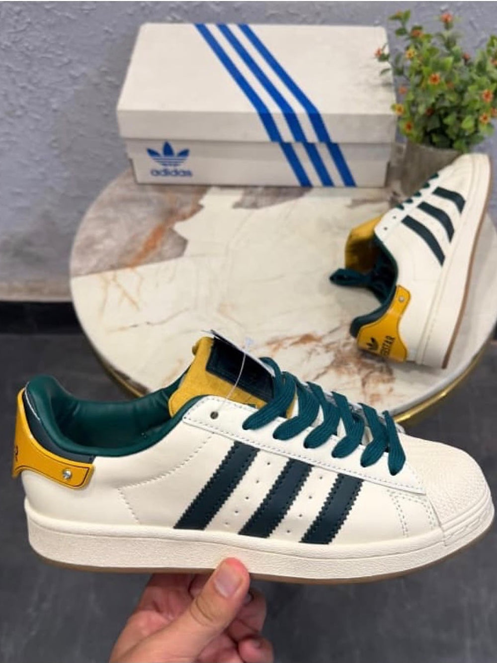 Adidas Superstar "White Green Yellow"